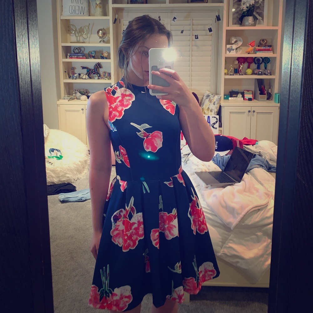 Superdry Floral Print Scuba Skater Dress